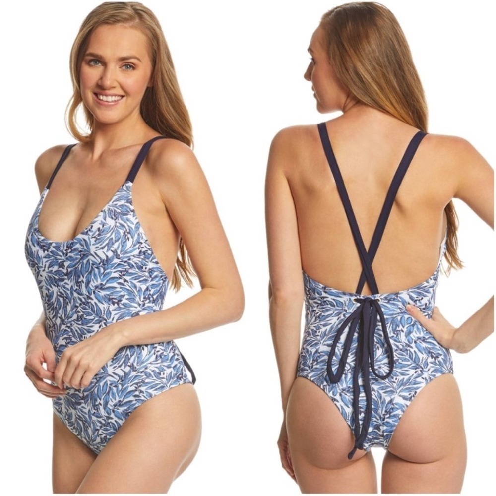Anthropologie x Tavik Paradise Sea Blue Sicily One Piece Swimsuit, size medium